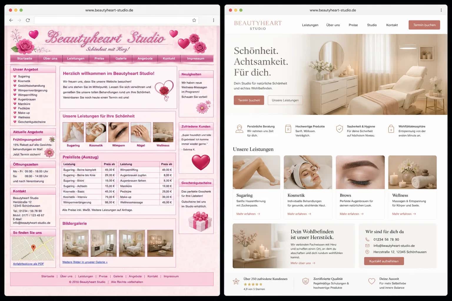Fiktive komplette Vorher-Nachher-Konzeptansicht für Kaddis Beautyheart Konzept