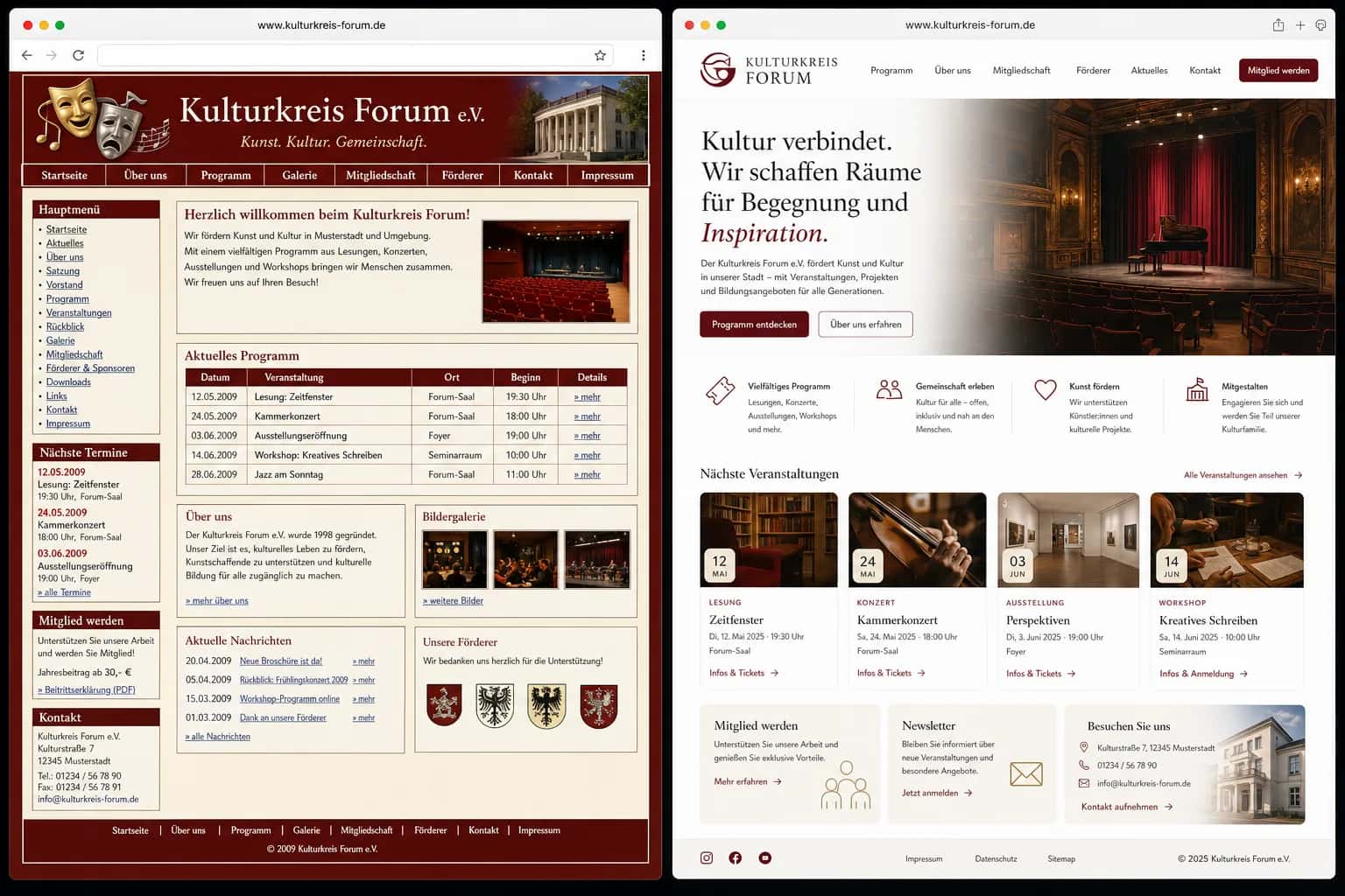 Fiktive komplette Vorher-Nachher-Konzeptansicht für Kulturkreis Forum