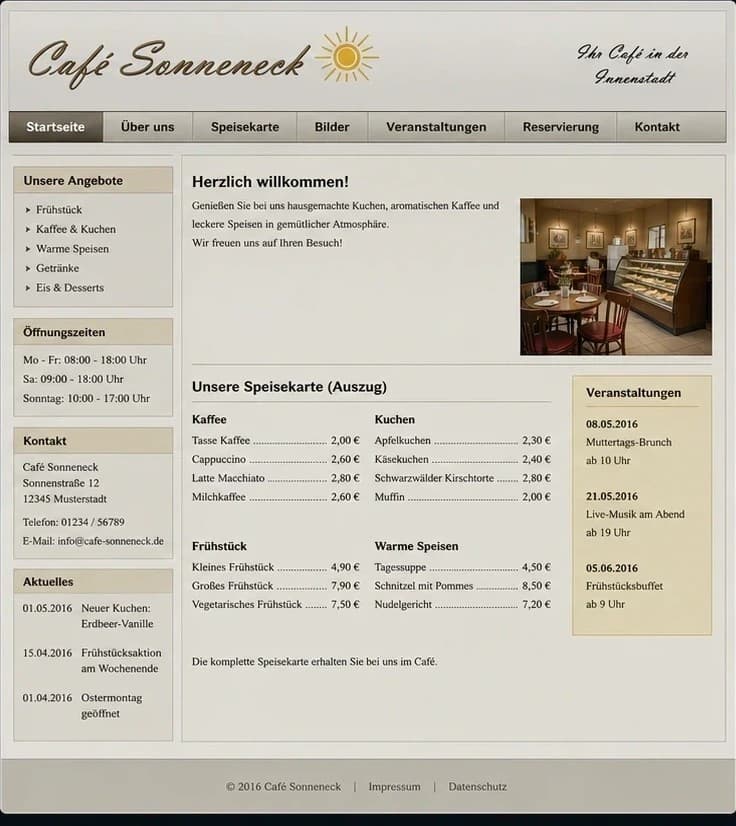 Fiktive Vorher-Ansicht für Café Sonneneck